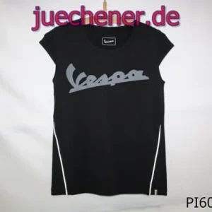 vespadament-shirtschwarz1.jpg Original Vespa Damen T-SHIRT Reflex schwarz Größe M