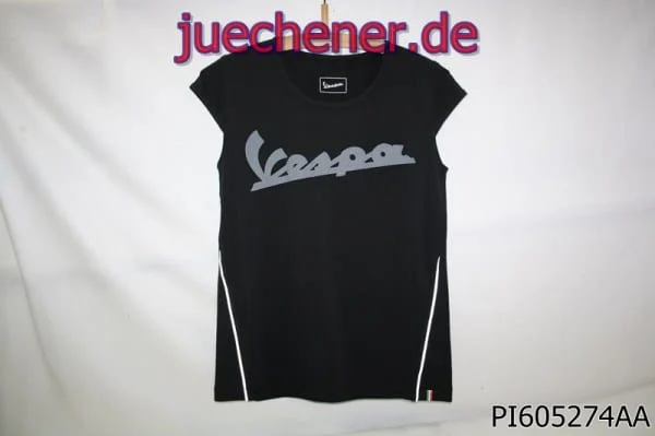 vespadament-shirtschwarz1.jpg Original Vespa Damen T-SHIRT Reflex schwarz Größe M